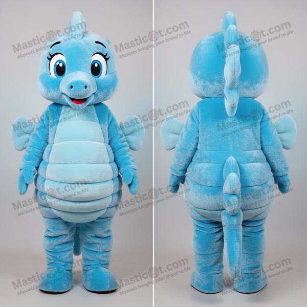 Himmelblauer Samt-Seepferdchen-Maskottchen - Masticot.com