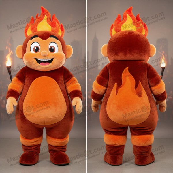 Rust orange rounded fire eater mascot - Masticot.com