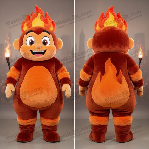 Rostfärgad rund eldsprutare maskot - Eldslukare - MASTICOT_5985 - Masticot.com
