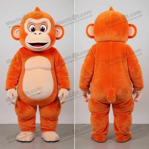 Rust orange playful chimpanzee mascot - Masticot.com