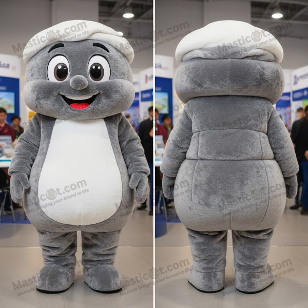 Gray rounded moussaka mascot - Masticot.com