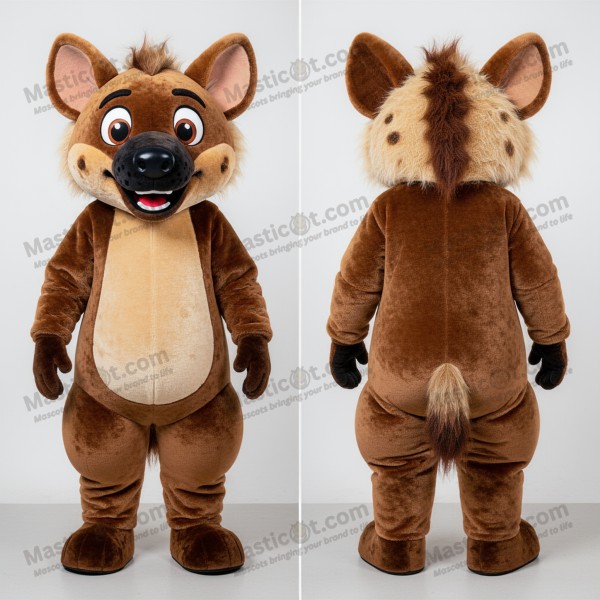 Myk brun hyena-maskot i tegneseriestil - Masticot.com