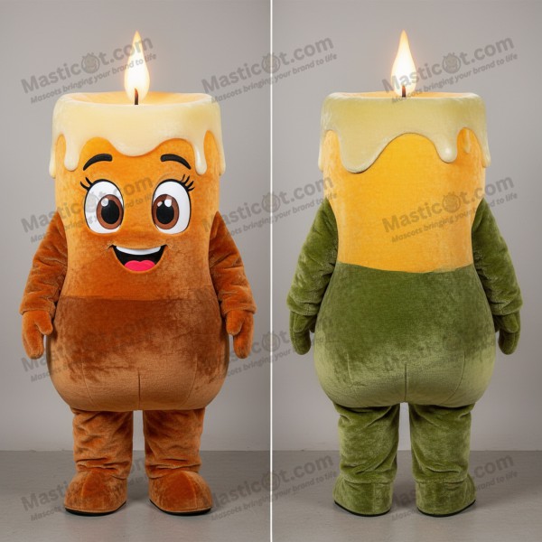 Olivengrønn fløyelsaktig duftlys-maskot - Masticot.com