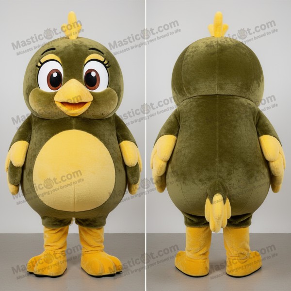 Mascotte de canari vert olive aux épaules larges - Canari - MASTICOT_6021 - Masticot.com