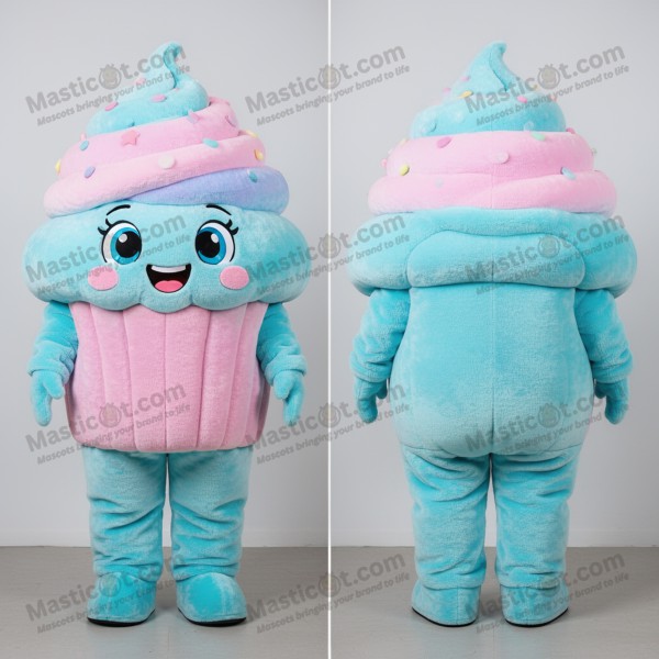 Cyan Velvety Swirl Cupcake Mascot - Masticot.com