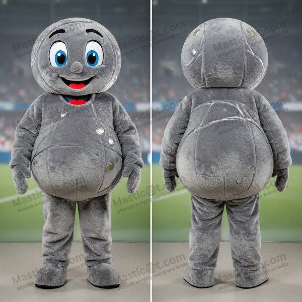 Velvety gray rounded petanque ball mascot - Masticot.com