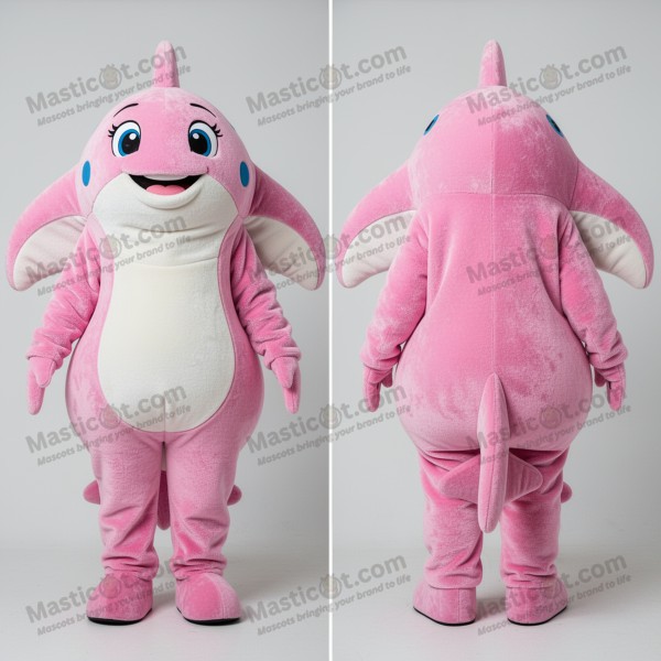 Vibrant pink flowing manta ray mascot - Masticot.com