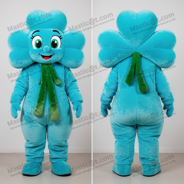 Cyan Velvety Bunch Of Shamrocks Mascot - Masticot.com