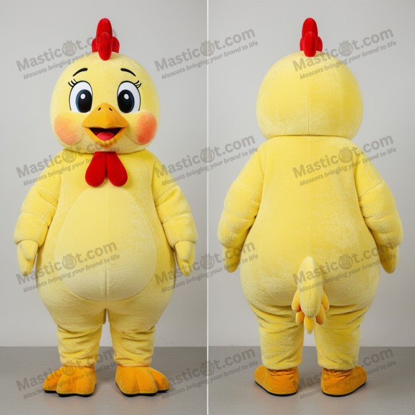 Lemon yellow jaunty beret chicken mascot - Masticot.com