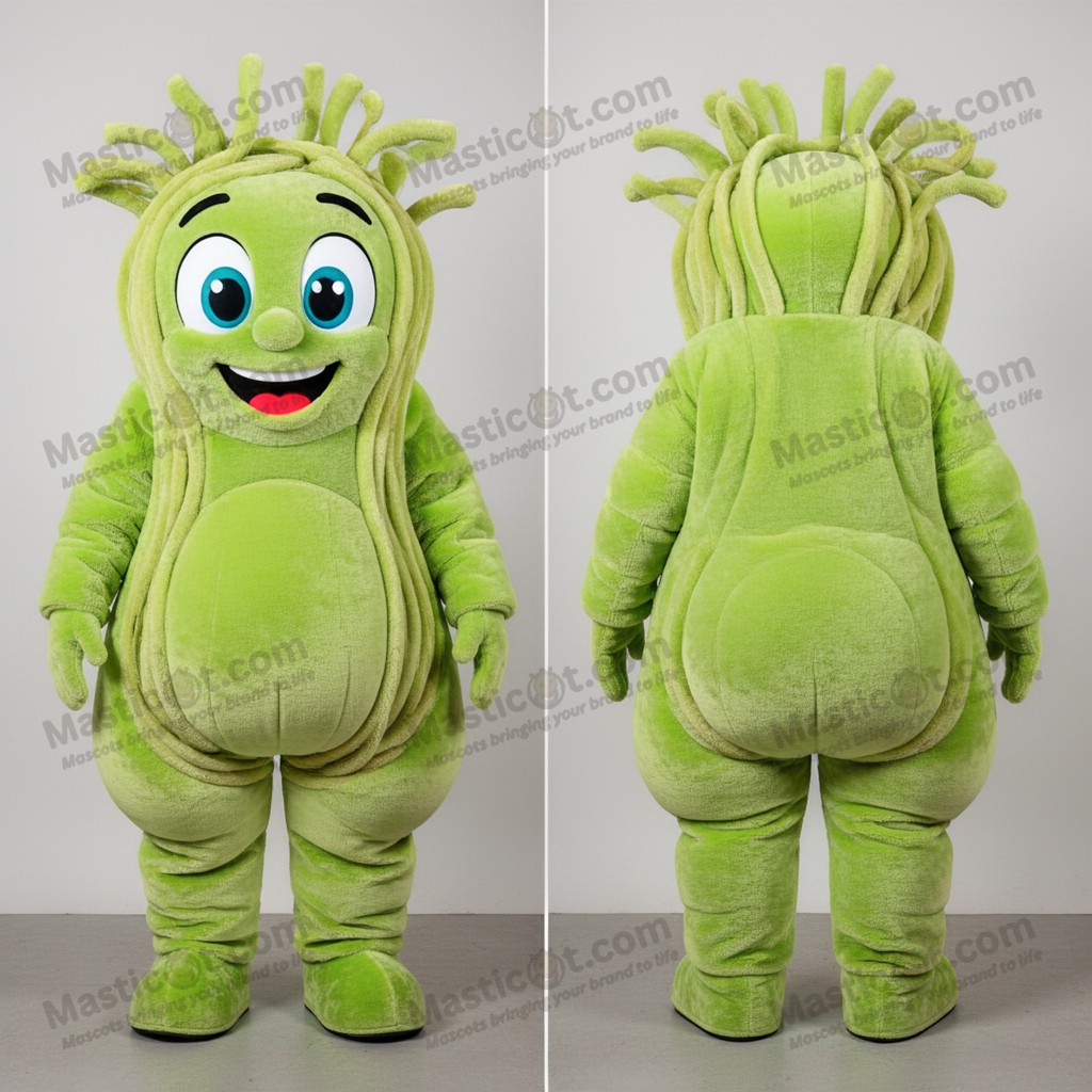 Limegrønn lekfull spaghetti-maskot - Masticot.com