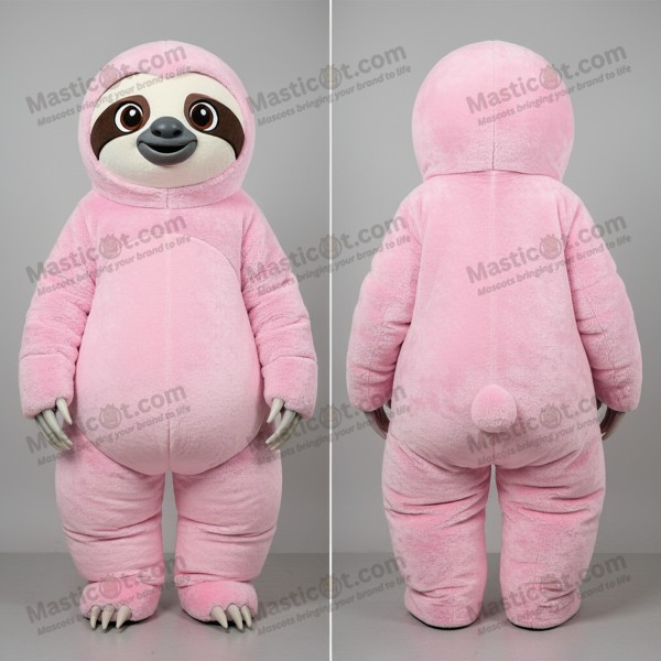 Blush Pink Cartoon Giant Sloth Mascot - Masticot.com