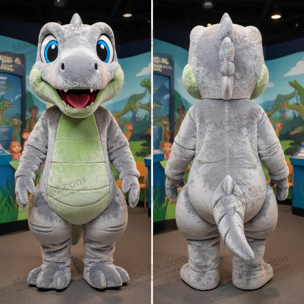 Stříbrný elegantní kostým mascot koelofýza - Masticot.com