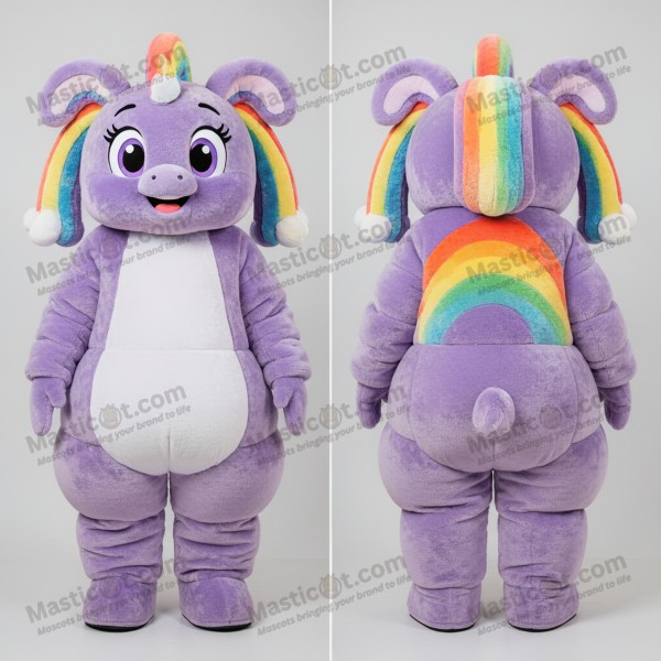 Lavender plush rainbow mascot - Masticot.com