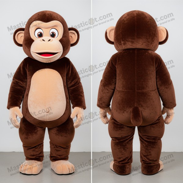 Chocolate brown playful chimpanzee mascot - Masticot.com
