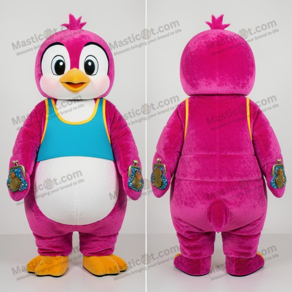 Top Tank Magenta Mascota Pingüino - Masticot.com