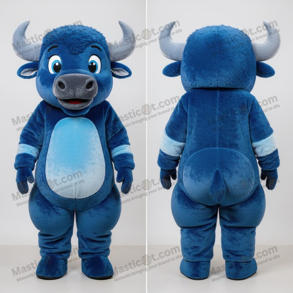 Sky Blue Plush Padded Bison Mascot - Masticot.com