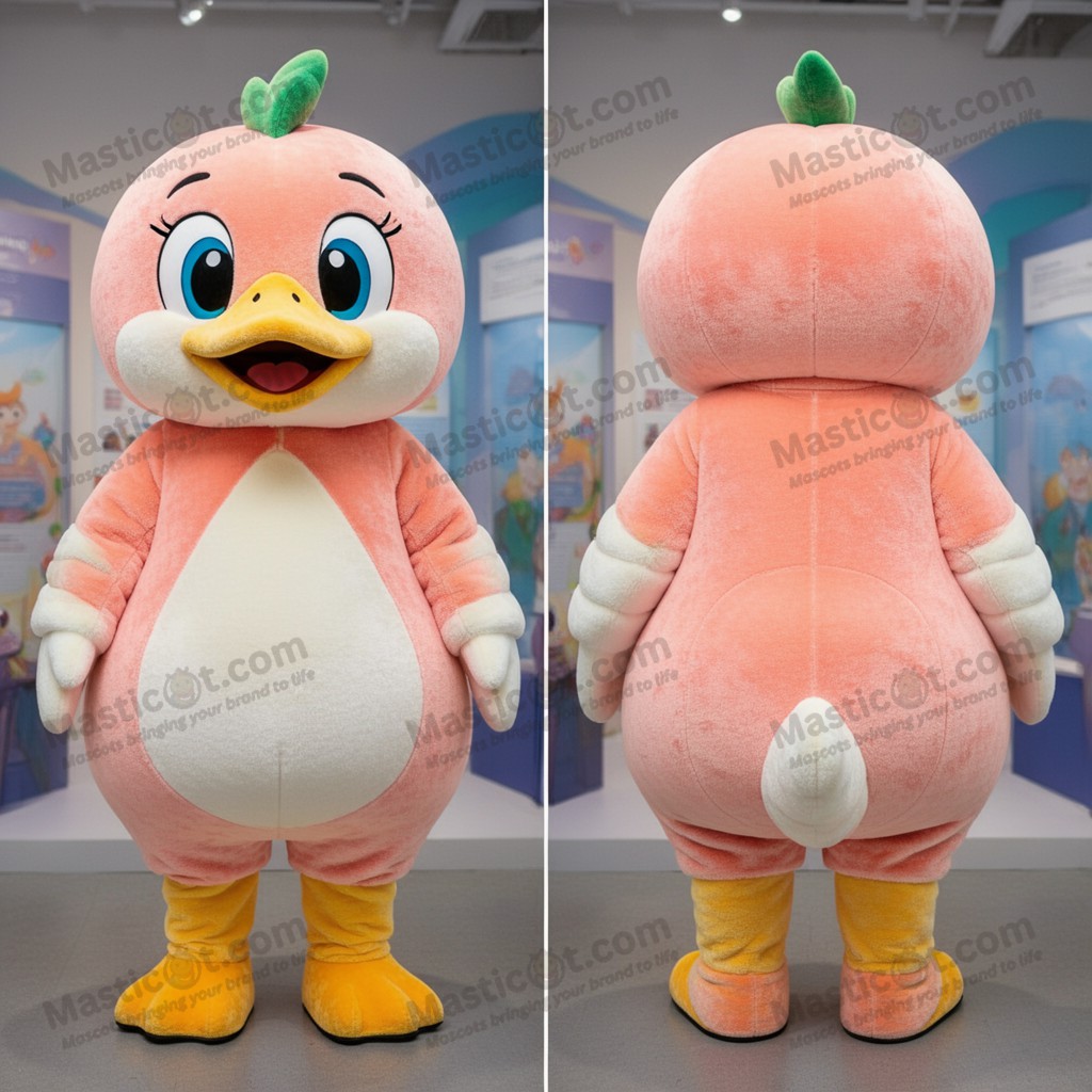 Peach Fluffy Goose Mascot - Masticot.com