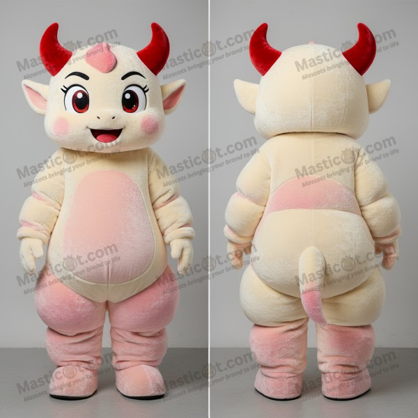 Cream Cartoon Demon Mascot - Masticot.com