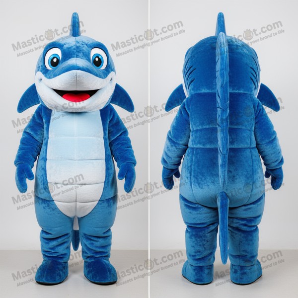 Electric Blue Cartoon Barracuda Mascot - Masticot.com