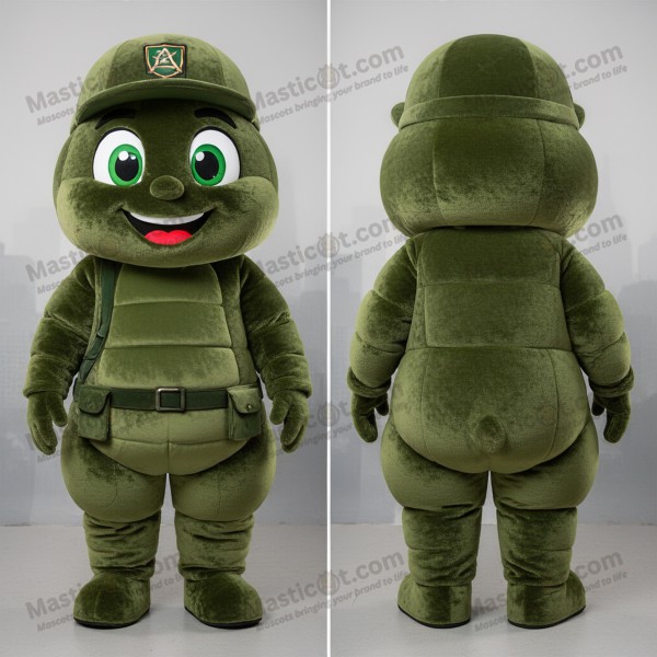 Olive green robotic soldier mascot - Masticot.com