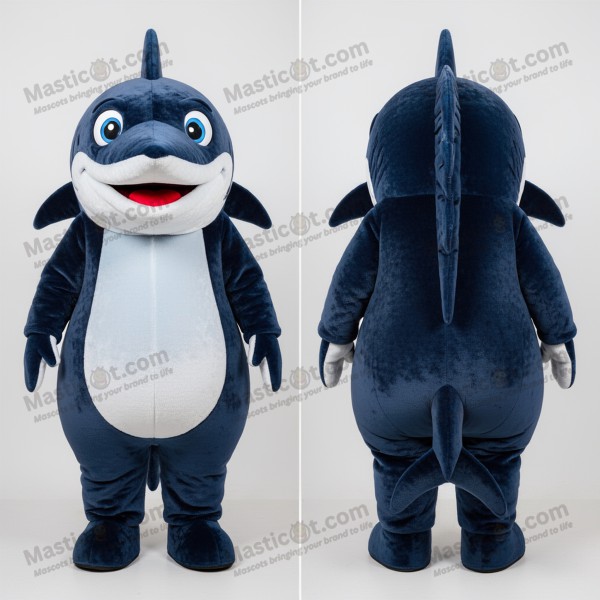 Navy Blue Velour Barracuda Mascot - Masticot.com
