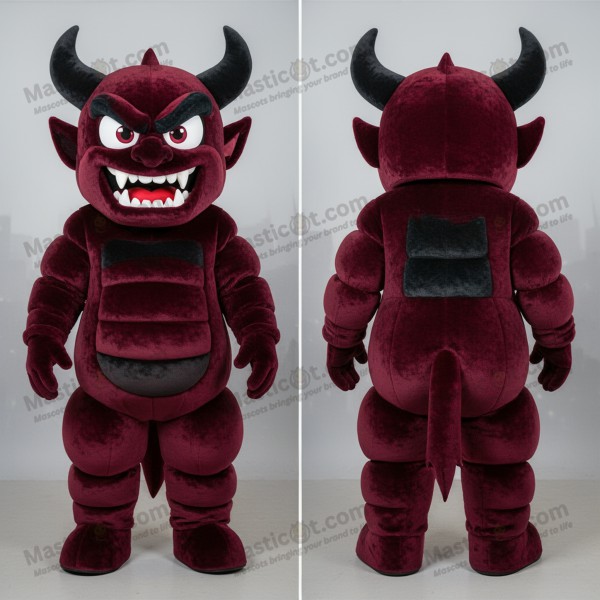 Maroon horned demon mascot - Masticot.com