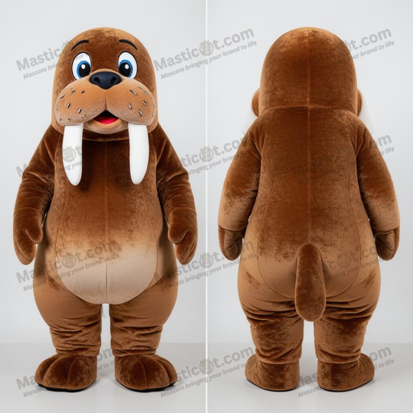 Mascotă morsă blândă, maro ciocolată - Masticot.com