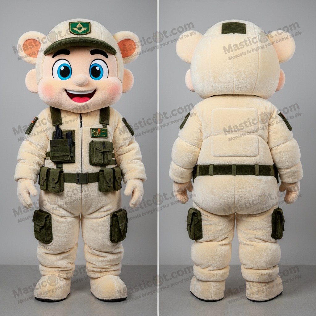 Cream Rounded Para Commando Mascot - Masticot.com