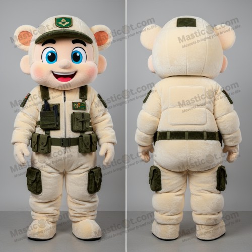 Cream Rounded Para Commando Mascot - Masticot.com