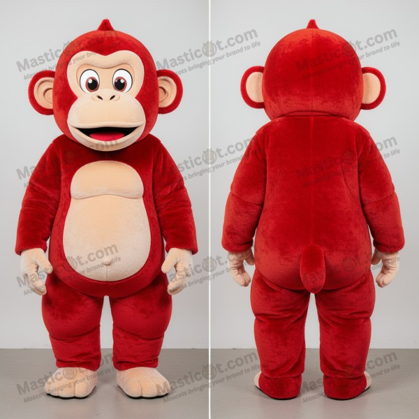 Crimson red expressive chimpanzee mascot - Masticot.com