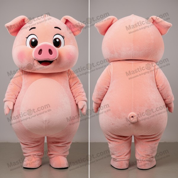 Peach Cartoon Pig Mascot - Masticot.com