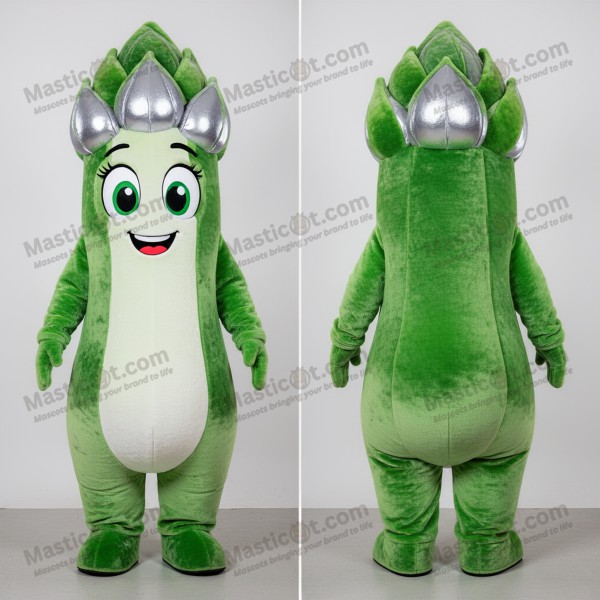 Silver shiny asparagus mascot - Masticot.com