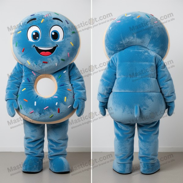 Mascota de bagel redondeada en azul aterciopelado -