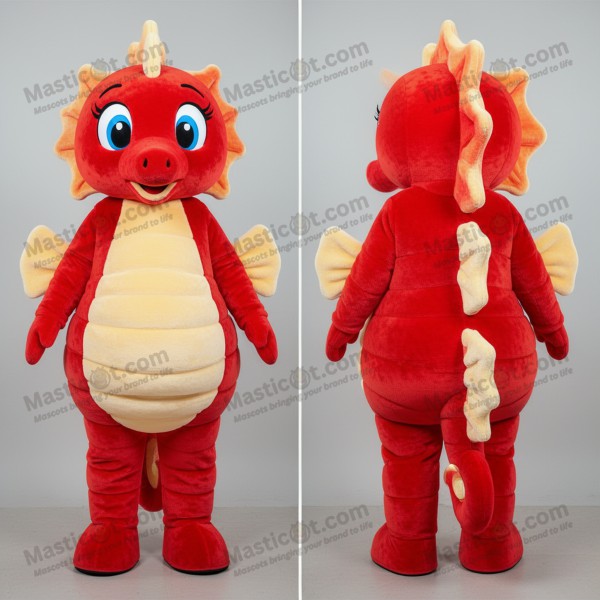 Crimson red playful seahorse mascot - Masticot.com