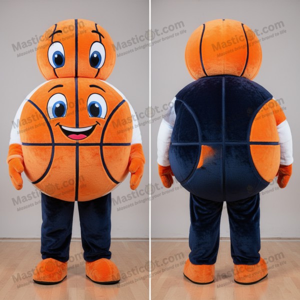 Navy rounded basketball ball mascot - Masticot.com