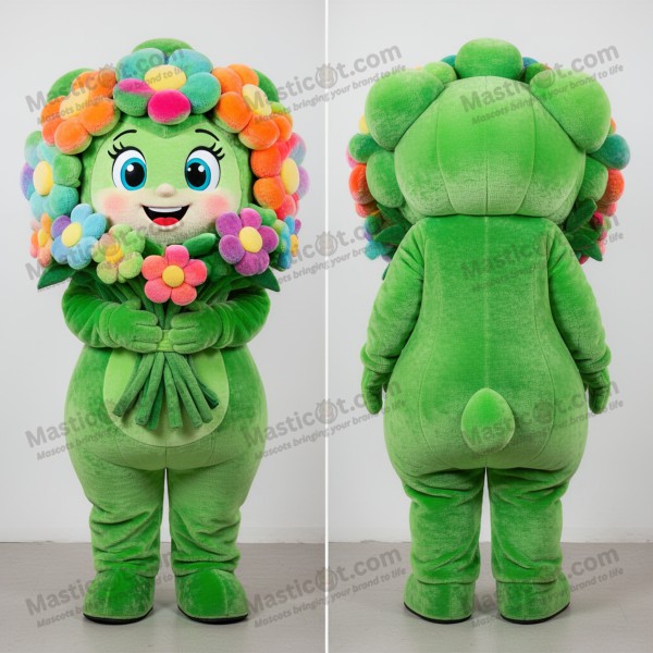 Lush green blooming bouquet of flowers mascot - Masticot.com