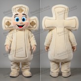 Cream padded celtic cross mascot - Masticot.com