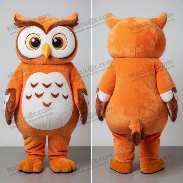 Rust orange wide eyed owl mascot - Masticot.com