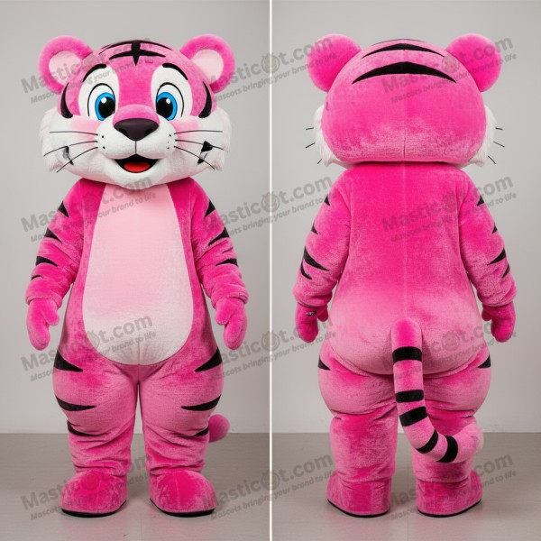 Rosa rosa fløyelsaktig tigermaskot - Masticot.com