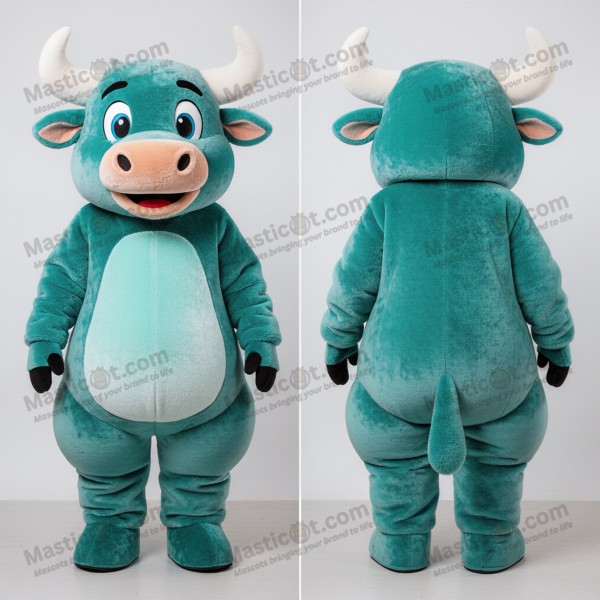 Mascota toro azul turquesa redonda - Masticot.com