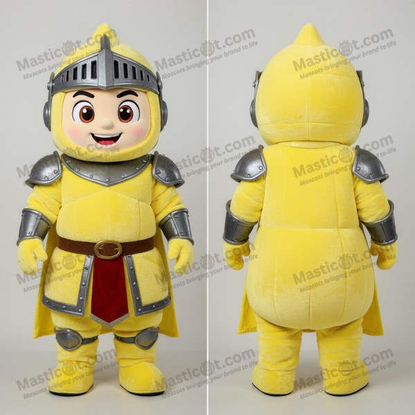 Lemon yellow brave medieval knight mascot - Masticot.com