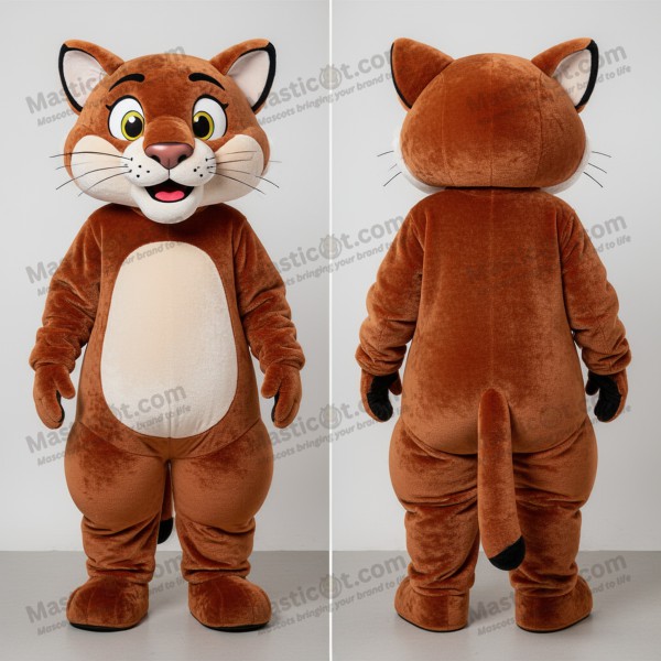 Rust orange wide eyed mountain lion mascot - Masticot.com