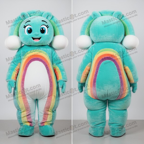 Turquoise velvety rainbow mascot - Masticot.com