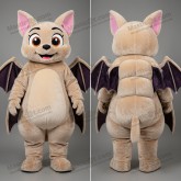 Beige rund bat-maskot - Masticot.com