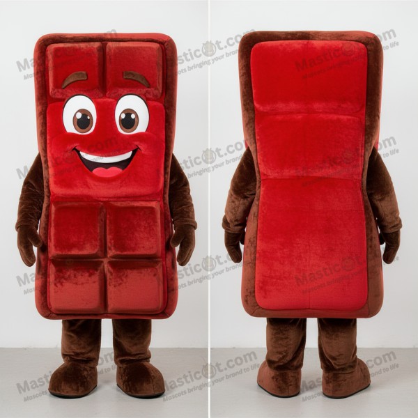 Crimson red rectangular chocolate bar mascot - Masticot.com
