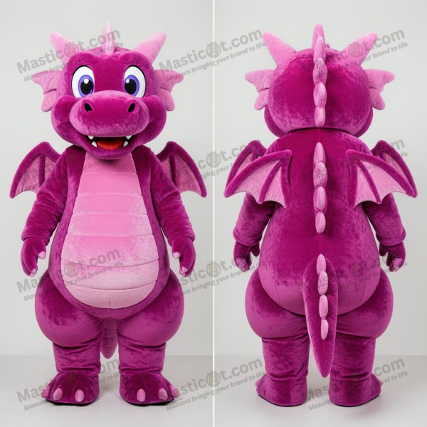 Magenta plush dragon mascot - Masticot.com
