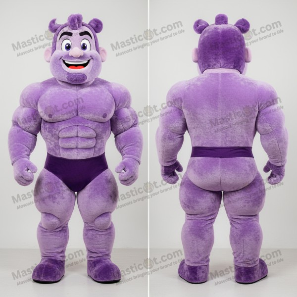 Lavender broad shouldered strongman mascot - Masticot.com