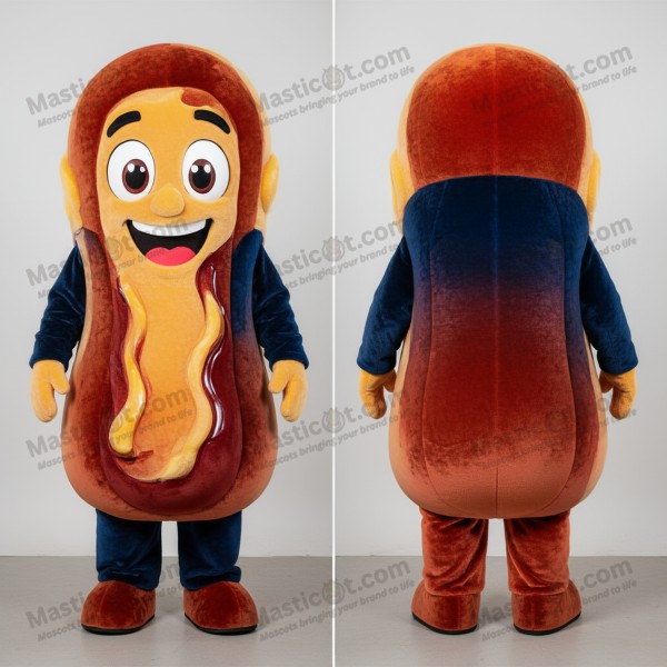 Navy Velvety Cartoon Currywurst Mascot - Masticot.com