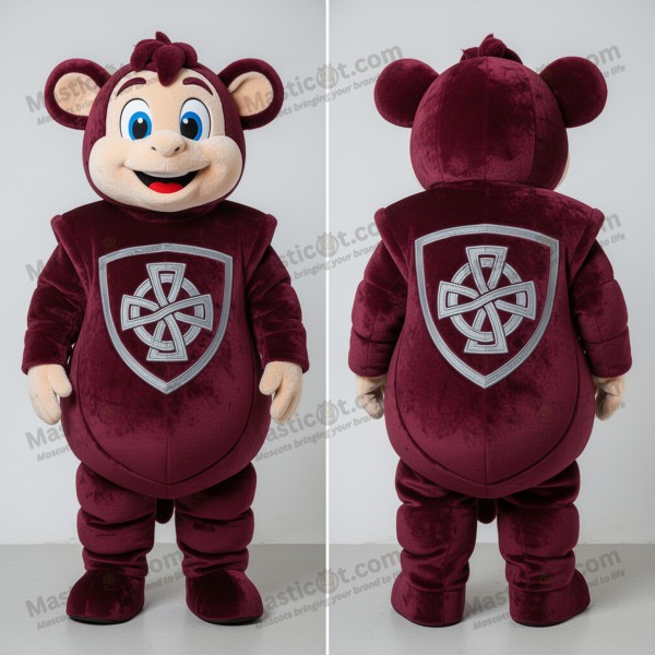 Maroon green broad shouldered celtic shield mascot -