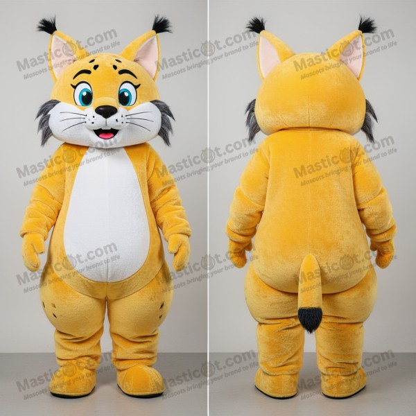Golden yellow playful lynx mascot - Masticot.com